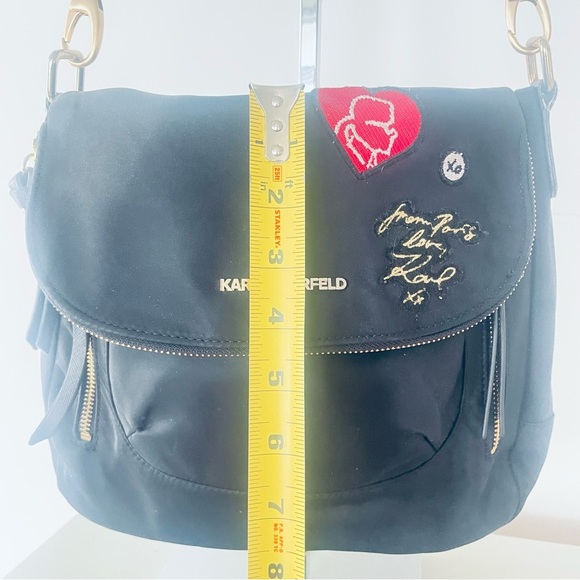 KARL LAGERFELD BLACK CROSSBODY SHOULDER BAG INVISIBLE MAGNETIC CLOSURE WOMEN BAG - Picture 9 of 15